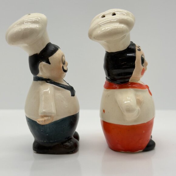 Vintage Ceramic Bug Eyed Mr. & Mrs. Chef 3.5" Salt & Pepper Shakers Japan - Picture 6 of 8